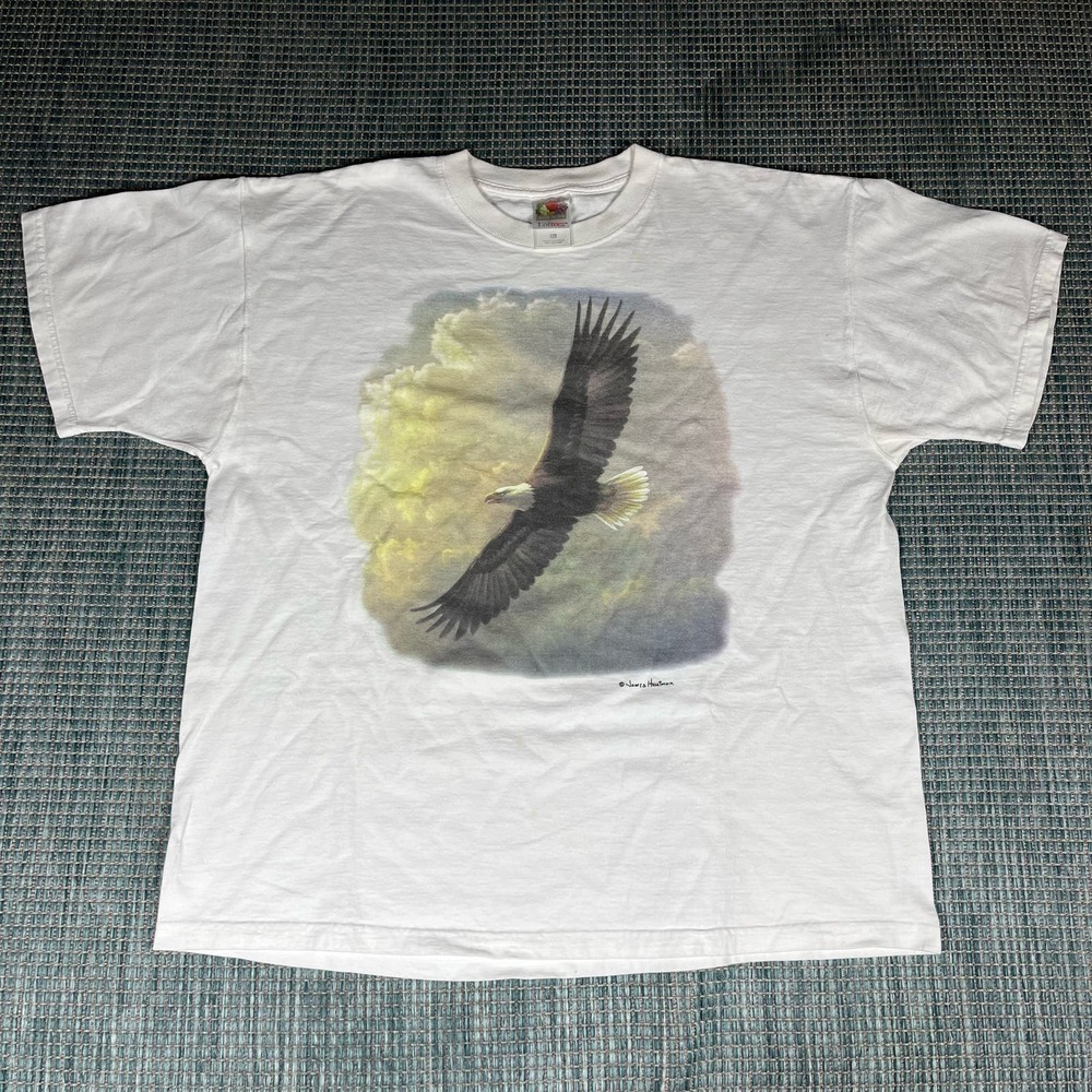 Vintage James Hautman Soaring Eagle White Mens  T Shirt Sz XL‎ Preowned